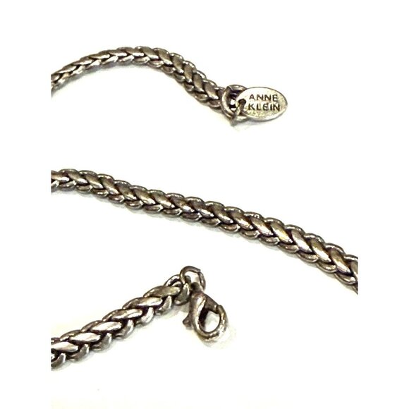 ANNE KLEIN 35" SILVER WHEAT FOXTAIL WOVEN CHAIN NECKLACE Glam Era 1980S EUC - Picture 3 of 8